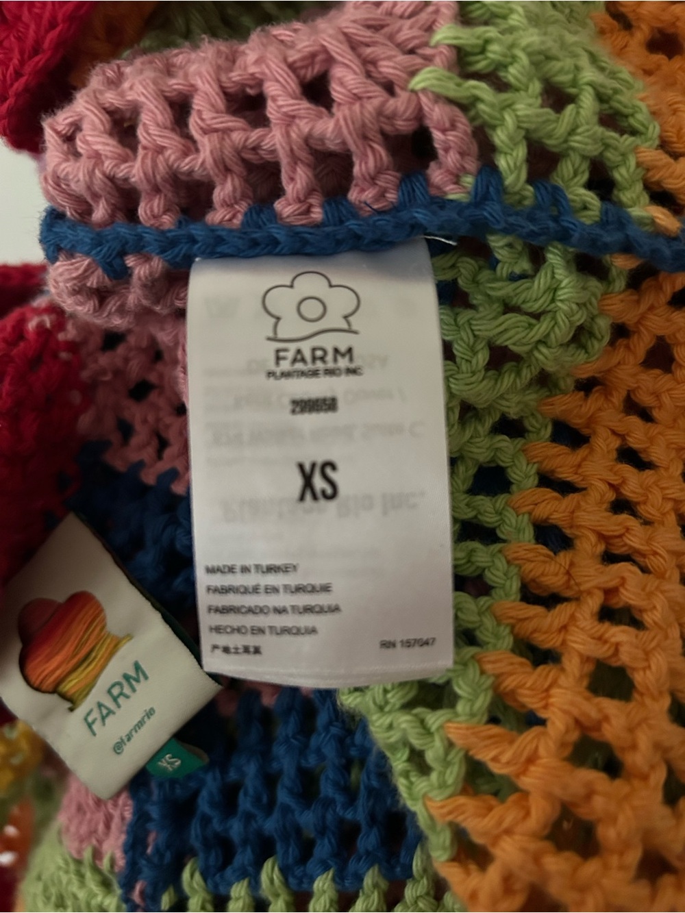 Farm Rio ๐ 100% cotton Rainbow handmade Crochet Open Cardigan colorful dopamine - Picture 6 of 8